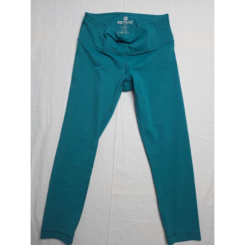 90 Degree by Reflex Leggings Women's XS Teal Stretch‎ Yoga Workout Performance